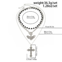 Gothic 3-Piece Cross Skull Butterfly Necklace Set - Crystal Chain Jewelry - Image 10