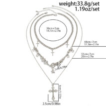 3-Piece Toggle Clasp Necklace Set - Cross Star Pendant Layered Jewelry - Image 10