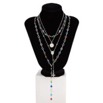 Baroque 4pcs Cross Round Disk Pendant Crystal Chain Y Necklace Set - Image 8