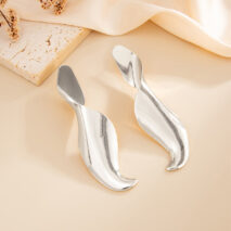 Geometric Abstract Curved Ribbon Statement Earrings - Bold Sculptural - Image 9