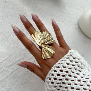 Abstract Chunky Lotus Leaf Ring - ArtGalleryZen