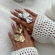 Abstract Chunky Lotus Leaf Ring - ArtGalleryZen