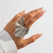 Abstract Chunky Textured Lotus Leaf Ring - ArtGalleryZen