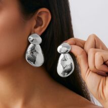 Abstract Glossy Duo Waterdrop Stud Earrings - ArtGalleryZen