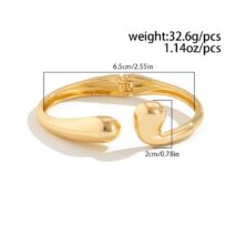 Abstract Gold Silver Tone Asymmetric Waterdrop Bangle Bracelet - ArtGalleryZen