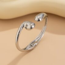 Abstract Gold Silver Tone Asymmetric Waterdrop Bangle Bracelet - ArtGalleryZen