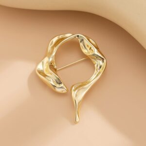Abstract Gold Silver Tone Flow Water Pin Brooch - ArtGalleryZen