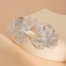 Abstract Gold Silver Tone Hollow Ginkgo Leaf Earrings - ArtGalleryZen