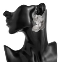 Abstract Gold Silver Tone Hollow Ginkgo Leaf Earrings - ArtGalleryZen