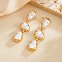 Abstract Pearl Waterdrop Dangle Earrings - ArtGalleryZen