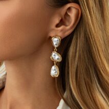 Abstract Pearl Waterdrop Dangle Earrings - ArtGalleryZen