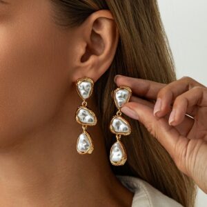 Abstract Pearl Waterdrop Dangle Earrings - ArtGalleryZen