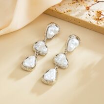 Abstract Pearl Waterdrop Dangle Earrings - ArtGalleryZen