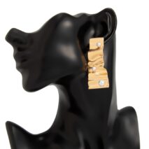 Abstract Pleated Ribbon Pearl Stud Earrings - ArtGalleryZen