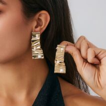 Abstract Pleated Ribbon Pearl Stud Earrings - ArtGalleryZen