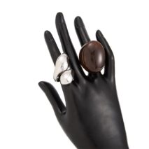 Amber Resin Ring Set 2pcs - Waterdrop Statement Rings for Women - ArtGalleryZen