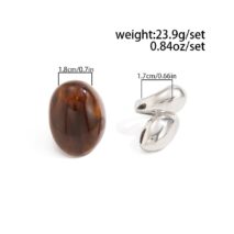 Amber Resin Ring Set 2pcs - Waterdrop Statement Rings for Women - ArtGalleryZen