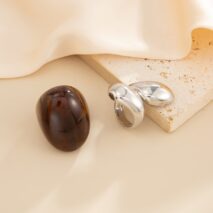 Amber Resin Ring Set 2pcs - Waterdrop Statement Rings for Women - ArtGalleryZen