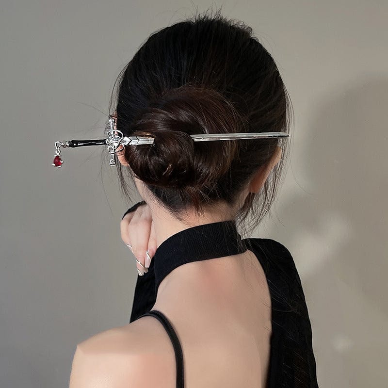 Ancient Style Crystal Pendant Sword Hair Fork Hair Pin - ArtGalleryZen