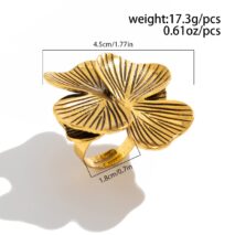 Antique Gold Silver Tone Chunky Textured Flower Ring - ArtGalleryZen