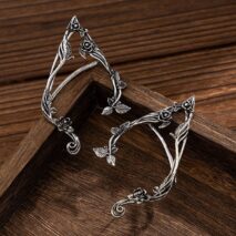 Antique Gold Silver Tone Floral Leaf Ear Cuff Climber Crawler Wrap Earrings - ArtGalleryZen