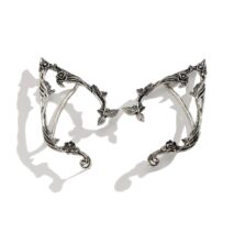 Antique Gold Silver Tone Floral Leaf Ear Cuff Climber Crawler Wrap Earrings - ArtGalleryZen