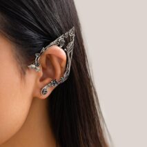 Antique Gold Silver Tone Floral Leaf Ear Cuff Climber Crawler Wrap Earrings - ArtGalleryZen