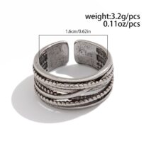 Antique Silver Layered Pattern Open Ring - ArtGalleryZen