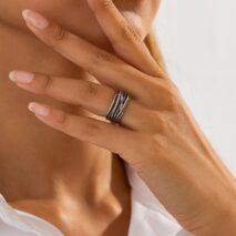 Antique Silver Layered Pattern Open Ring - ArtGalleryZen