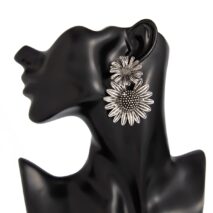 Antique Silver Sunflower Dangle Earrings - ArtGalleryZen