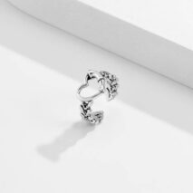 Antique Silver Tone Bamboo Shaped Heart Ring - ArtGalleryZen