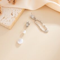 Asymmetrical Pearl Irregular Hoop Dangle Earrings - ArtGalleryZen
