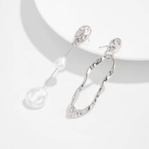 Asymmetrical Pearl Irregular Hoop Dangle Earrings - ArtGalleryZen