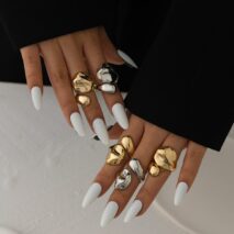 Asymmetric Gold Silver Tone Waterdrop Open Ring - ArtGalleryZen