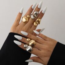 Asymmetric Gold Silver Tone Waterdrop Open Ring - ArtGalleryZen