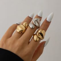 Asymmetric Gold Silver Tone Waterdrop Open Ring - ArtGalleryZen