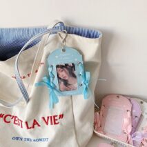 Ballet Style Ribbon Bowknot Kpop Keychain Photocard Holder - ArtGalleryZen