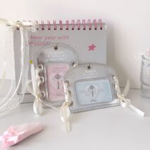 Ballet Style Ribbon Silver Kpop Keychain Photocard Holder - ArtGalleryZen