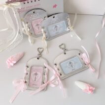 Ballet Style Ribbon Silver Kpop Keychain Photocard Holder - ArtGalleryZen