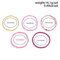 Barbie Pink 5Pcs Crystal Beaded Stackable Anklet Set - ArtGalleryZen