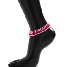 Barbie Pink 5Pcs Crystal Beaded Stackable Anklet Set - ArtGalleryZen