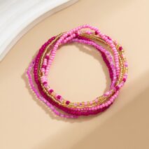 Barbie Pink 5Pcs Crystal Beaded Stackable Anklet Set - ArtGalleryZen