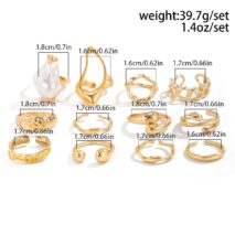 Baroque 12pcs Irregular Pearl Hoop Curved Ring Set - ArtGalleryZen