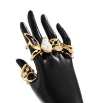 Baroque 12pcs Irregular Pearl Hoop Curved Ring Set - ArtGalleryZen