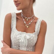 Baroque 2pcs Heart Disk Pendant Irregular Pearl Chain Necklace Set - ArtGalleryZen