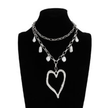 Baroque 2pcs Irregular Pearl Chunky Heart Pendant Cable Chain Necklace Set - ArtGalleryZen