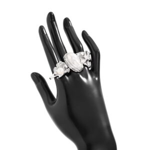 Baroque 3pcs Irregular Pearl Inlaid Pleated Ring Set - ArtGalleryZen