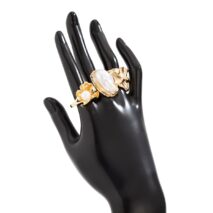 Baroque 3pcs Irregular Pearl Inlaid Pleated Ring Set - ArtGalleryZen