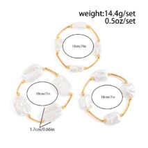 Baroque 3pcs Irregular Pearl Stackable Bracelet Set - ArtGalleryZen