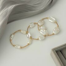 Baroque 3pcs Irregular Pearl Stackable Bracelet Set - ArtGalleryZen